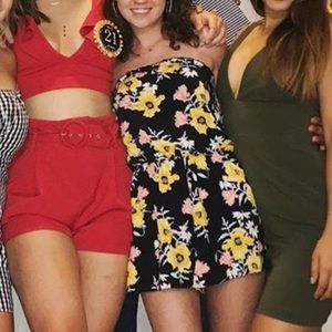 Black romper with floral print